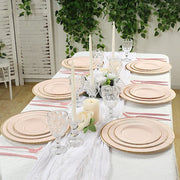 25 Metallic Round Paper Salad Dinner Plates with Textured Rim - Disposable Tableware