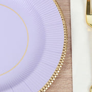 25 Metallic Round Paper Salad Dinner Plates with Textured Rim - Disposable Tableware