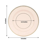 25 Metallic Round Paper Salad Dinner Plates with Textured Rim - Disposable Tableware