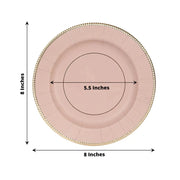25 Metallic Round Paper Salad Dinner Plates with Textured Rim - Disposable Tableware