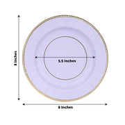 25 Metallic Round Paper Salad Dinner Plates with Textured Rim - Disposable Tableware