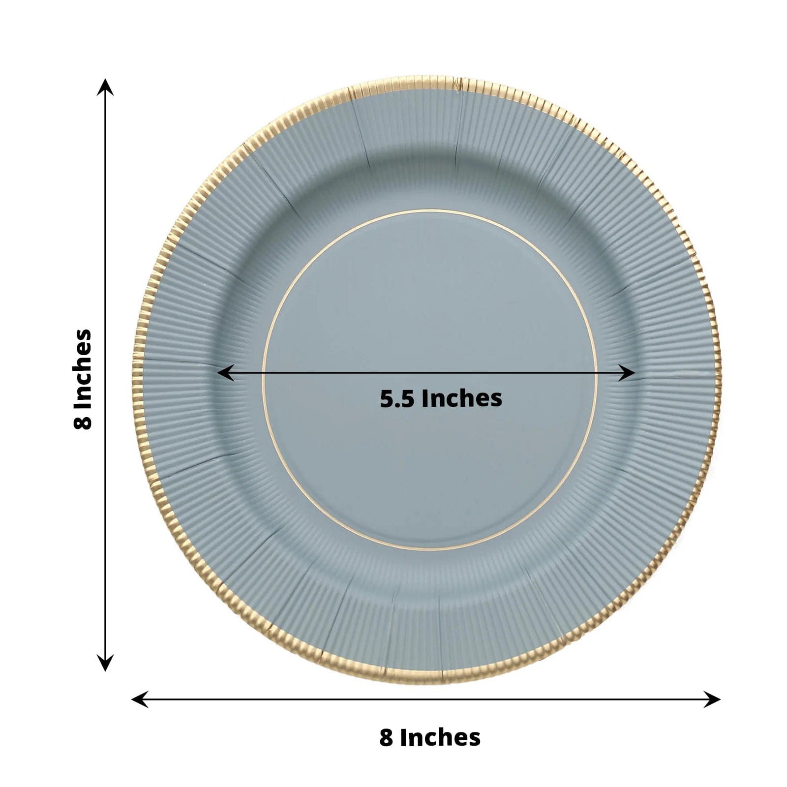 25 Metallic Round Paper Salad Dinner Plates with Textured Rim - Disposable Tableware