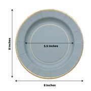 25 Metallic Round Paper Salad Dinner Plates with Textured Rim - Disposable Tableware