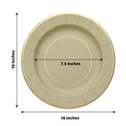 25 Metallic Round Paper Salad Dinner Plates with Textured Rim - Disposable Tableware