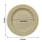 25 Metallic Round Paper Salad Dinner Plates with Textured Rim - Disposable Tableware