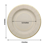 25 Metallic Round Paper Salad Dinner Plates with Textured Rim - Disposable Tableware