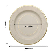 25 Metallic Round Paper Salad Dinner Plates with Textured Rim - Disposable Tableware
