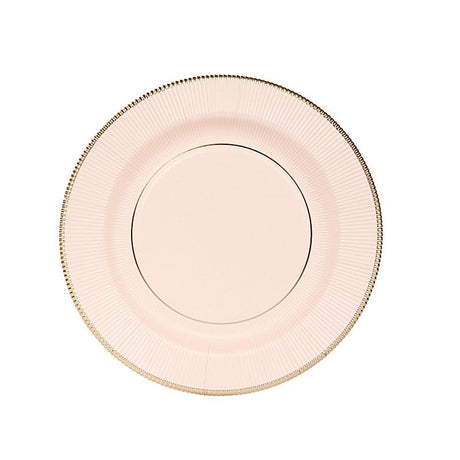 25 Metallic Round Paper Salad Dinner Plates with Textured Rim - Disposable Tableware DSP_PPR0011_10_046