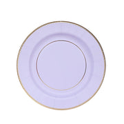 25 Metallic Round Paper Salad Dinner Plates with Textured Rim - Disposable Tableware DSP_PPR0011_10_LAV