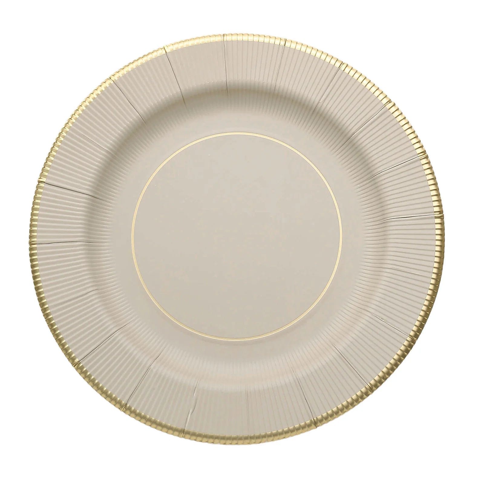 25 Metallic Round Paper Salad Dinner Plates with Textured Rim - Disposable Tableware DSP_PPR0011_10_TAUP