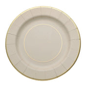 25 Metallic Round Paper Salad Dinner Plates with Textured Rim - Disposable Tableware DSP_PPR0011_10_TAUP