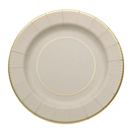 25 Metallic Round Paper Salad Dinner Plates with Textured Rim - Disposable Tableware DSP_PPR0011_8_TAUP