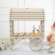 25" Mini Candy Cart Laser Cut Wooden Cupcake Dessert Stand - Natural CAKE_WOD013_NAT