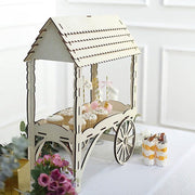 25" Mini Candy Cart Laser Cut Wooden Cupcake Dessert Stand - Natural CAKE_WOD013_NAT