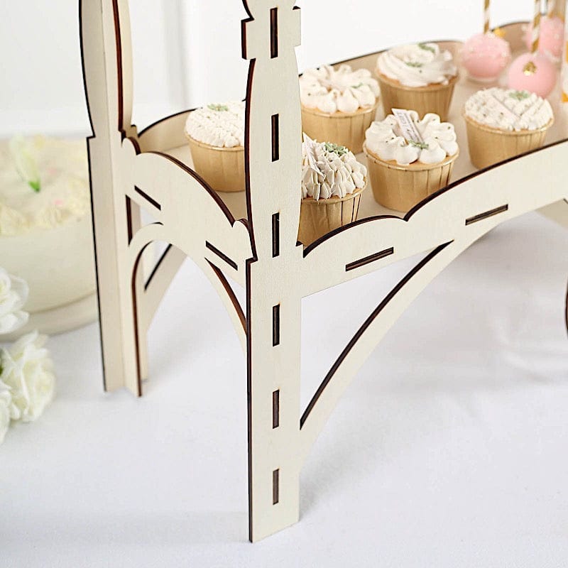 25" Mini Candy Cart Laser Cut Wooden Cupcake Dessert Stand - Natural CAKE_WOD013_NAT