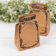 25 Mini Mason Jar Shaped Paper Gift Boxes with Jute Rope Ties - Natural BOX_5X3_POCH_NAT