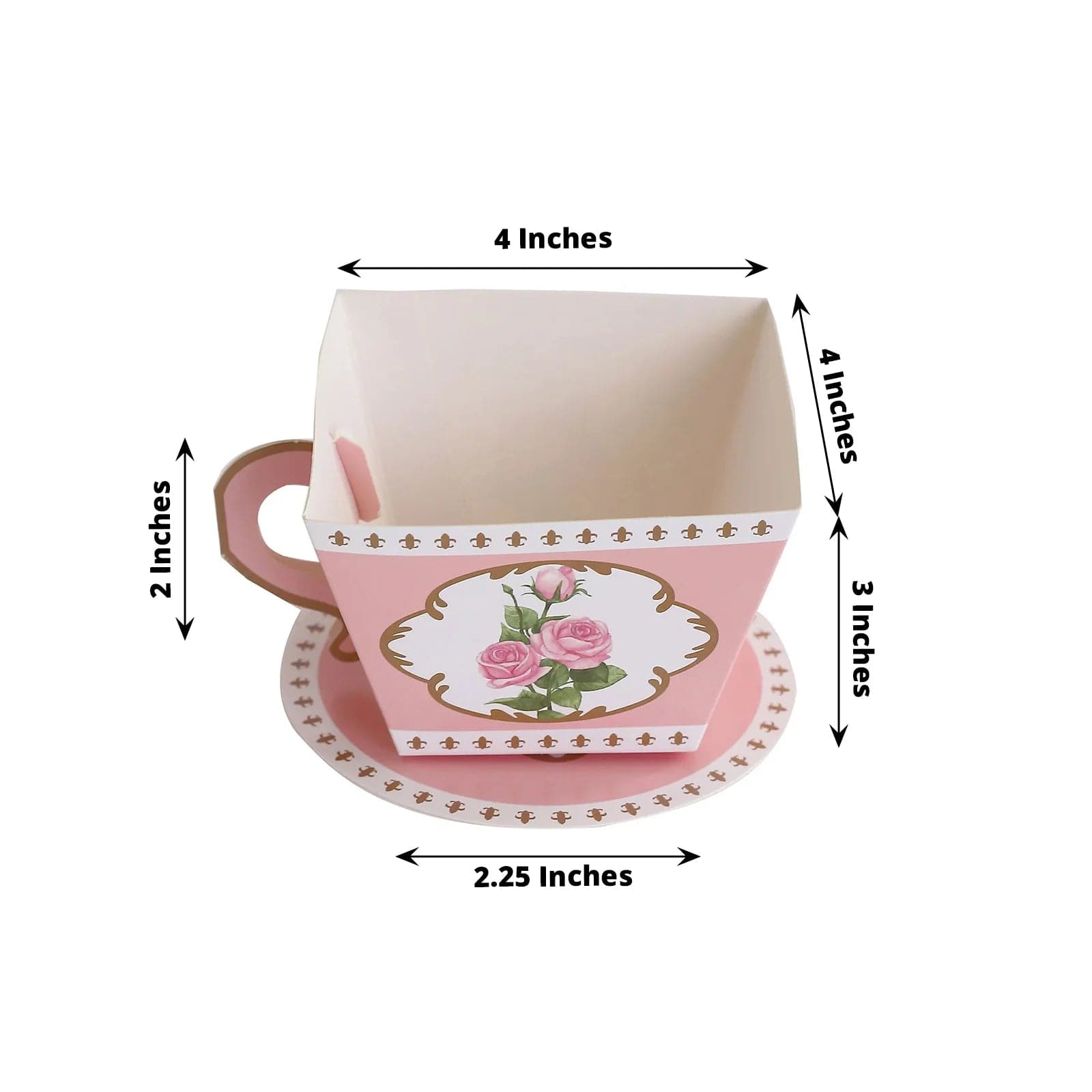 25 Mini Teacup and Saucer Gift Boxes with Rose Floral Print