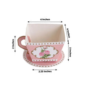 25 Mini Teacup and Saucer Gift Boxes with Rose Floral Print