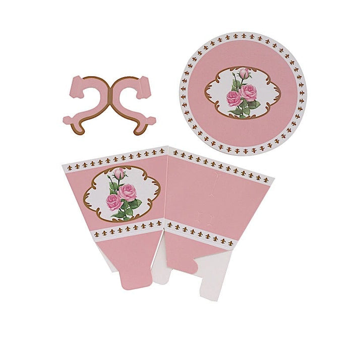 25 Mini Teacup and Saucer Gift Boxes with Rose Floral Print