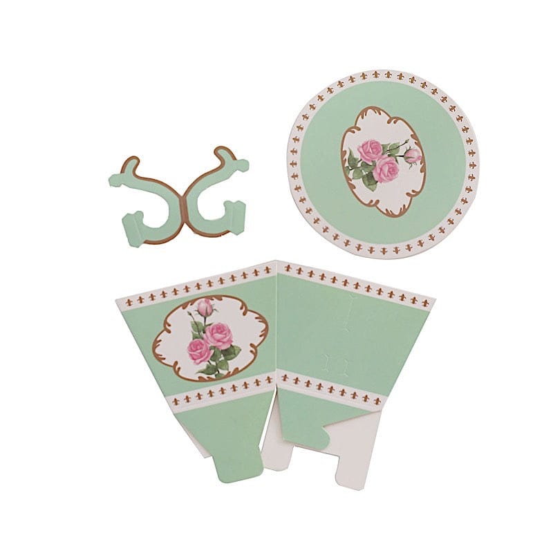 25 Mini Teacup and Saucer Gift Boxes with Rose Floral Print