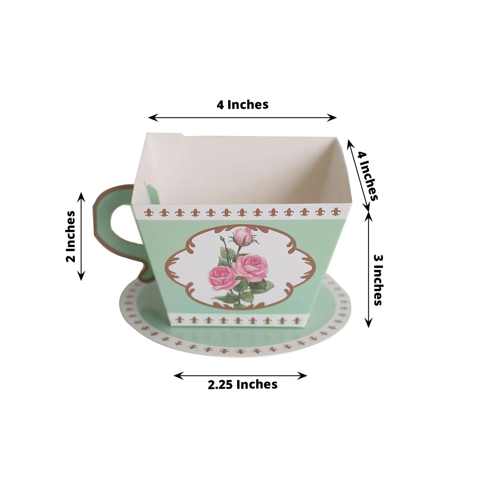 25 Mini Teacup and Saucer Gift Boxes with Rose Floral Print