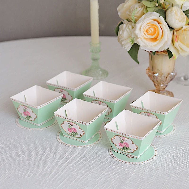 25 Mini Teacup and Saucer Gift Boxes with Rose Floral Print