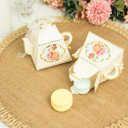 25 Mini Teapot 4" Wedding Favor Boxes with Ribbons