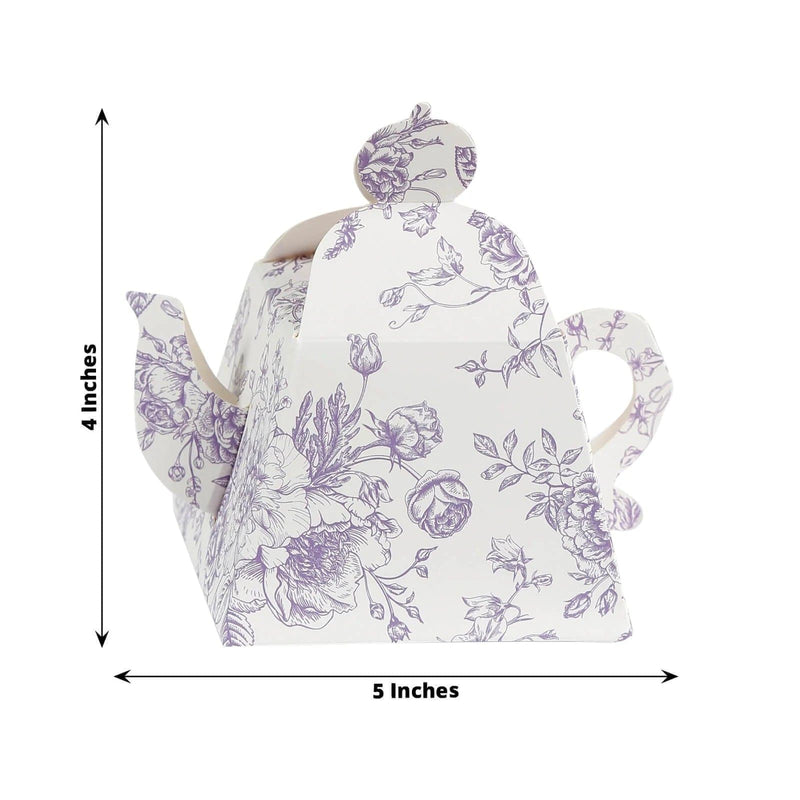 25 Mini Teapot 5" x 4" Gift Boxes with French Toile Floral Print