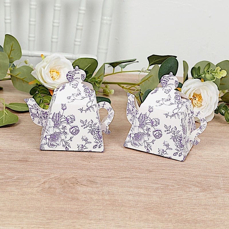 25 Mini Teapot 5" x 4" Gift Boxes with French Toile Floral Print
