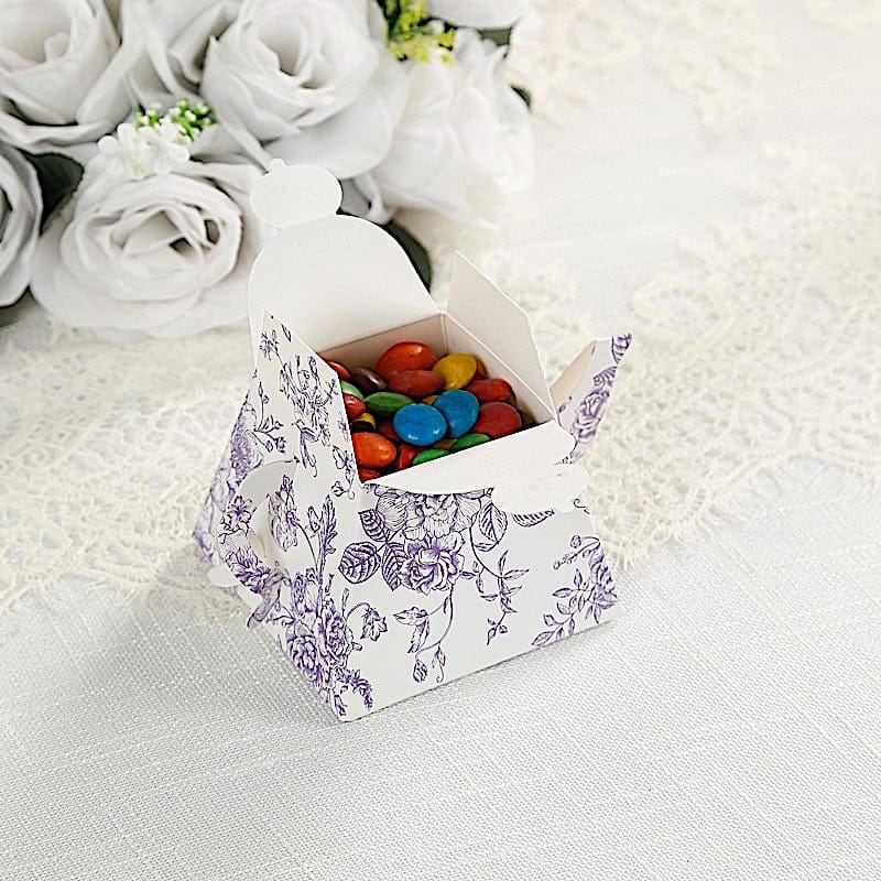 25 Mini Teapot 5" x 4" Gift Boxes with French Toile Floral Print