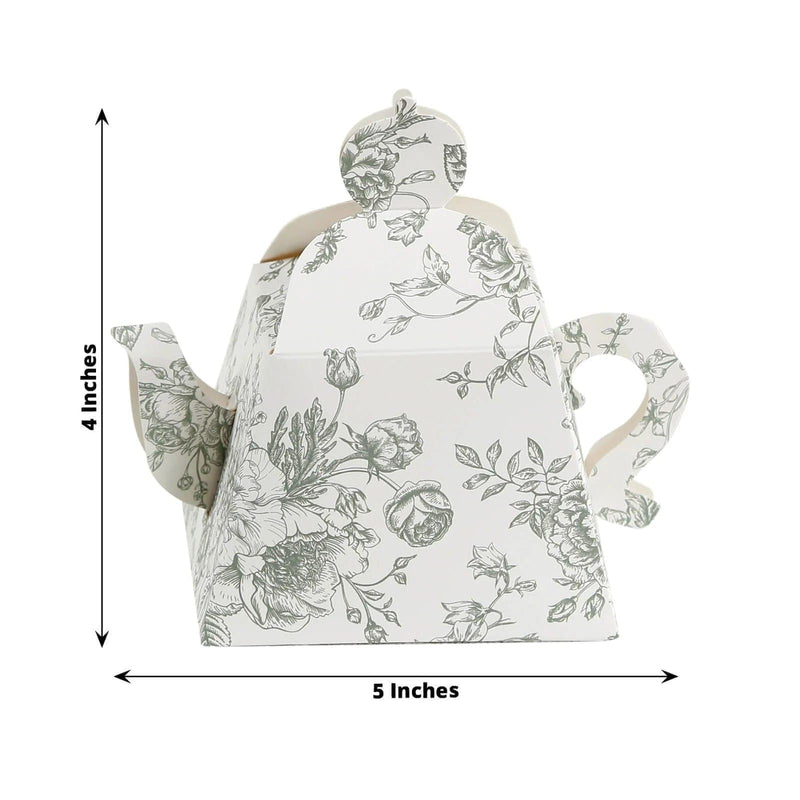 25 Mini Teapot 5" x 4" Gift Boxes with French Toile Floral Print