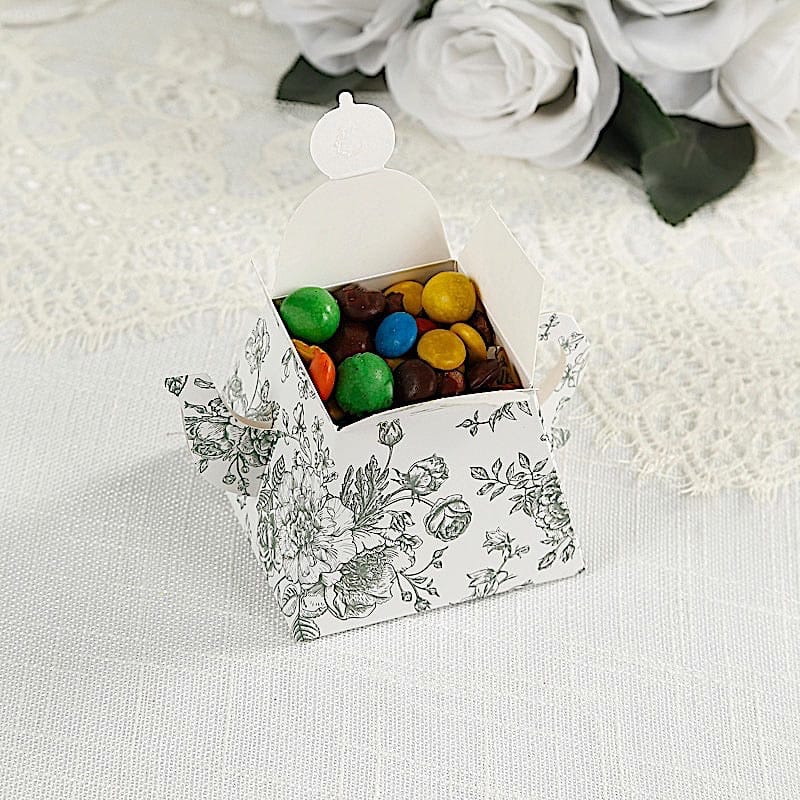 25 Mini Teapot 5" x 4" Gift Boxes with French Toile Floral Print