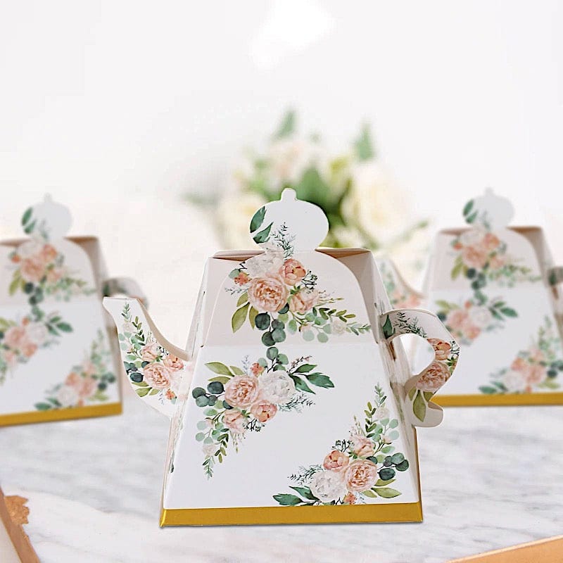 25 Mini Teapot Gift Boxes with Floral Print