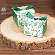 25 Monstera Leaf Print Favor Gift Boxes with Satin Ribbon Bow - Green BOX_2X2_FLOR01_GRN