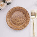 25 Natural Paper Dinner Plates with Woven Rattan Print