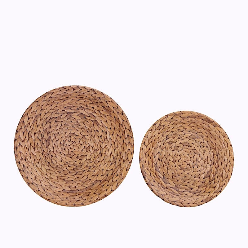 25 Natural Paper Dinner Plates with Woven Rattan Print