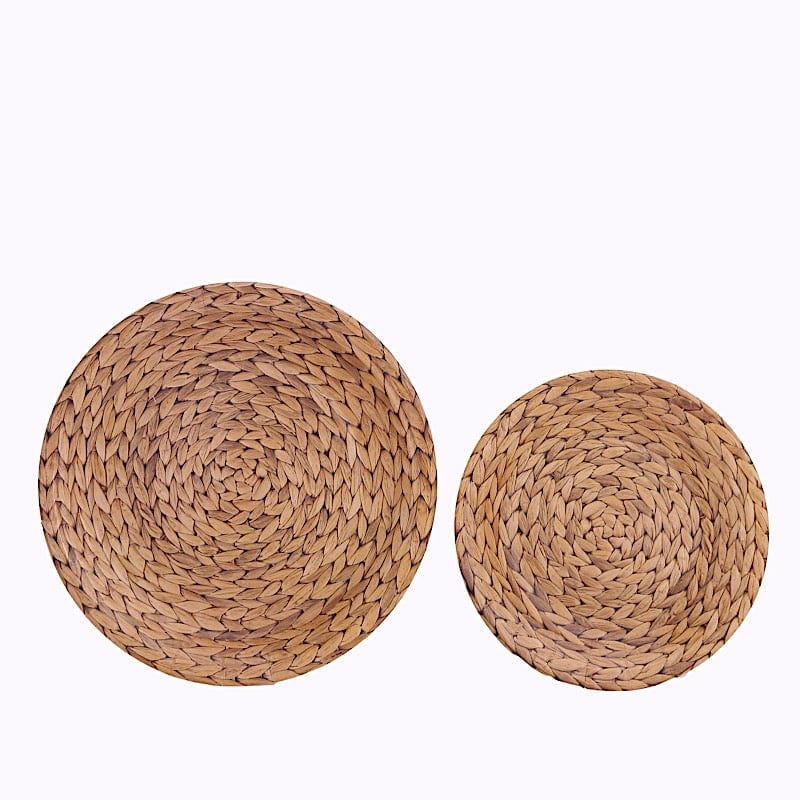 25 Natural Paper Dinner Plates with Woven Rattan Print