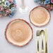25 Natural Wood Slice Design Round Paper Plates - Disposable Tableware