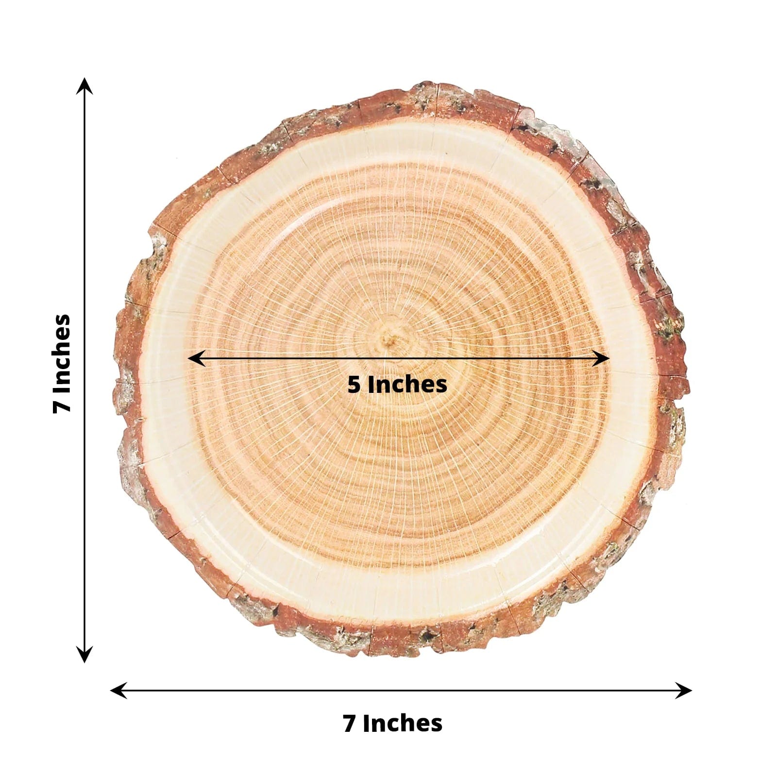 25 Natural Wood Slice Design Round Paper Plates - Disposable Tableware DSP_PPR0025_9_NAT