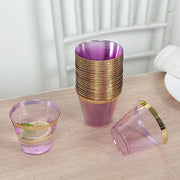 25 Pack 9 oz Plastiс Party Cups with Gold Rim - Disposable Tumblers