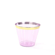 25 Pack 9 oz Plastiс Party Cups with Gold Rim - Disposable Tumblers