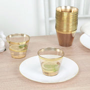 25 Pack 9 oz Plastiс Party Cups with Gold Rim - Disposable Tumblers