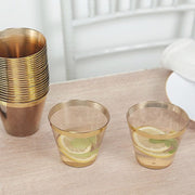 25 Pack 9 oz Plastiс Party Cups with Gold Rim - Disposable Tumblers