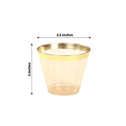 25 Pack 9 oz Plastiс Party Cups with Gold Rim - Disposable Tumblers