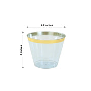 25 Pack 9 oz Plastiс Party Cups with Gold Rim - Disposable Tumblers