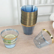 25 Pack 9 oz Plastiс Party Cups with Gold Rim - Disposable Tumblers
