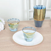 25 Pack 9 oz Plastiс Party Cups with Gold Rim - Disposable Tumblers