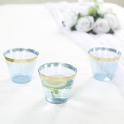 25 Pack 9 oz Plastiс Party Cups with Gold Rim - Disposable Tumblers