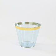 25 Pack 9 oz Plastiс Party Cups with Gold Rim - Disposable Tumblers