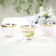 25 Pack 9 oz Plastiс Party Cups with Gold Rim - Disposable Tumblers
